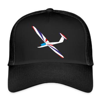 Pilatus B4 Segelflugzeug Segelflieger gleiten - Trucker Cap - Schwarz/Schwarz - Vorne