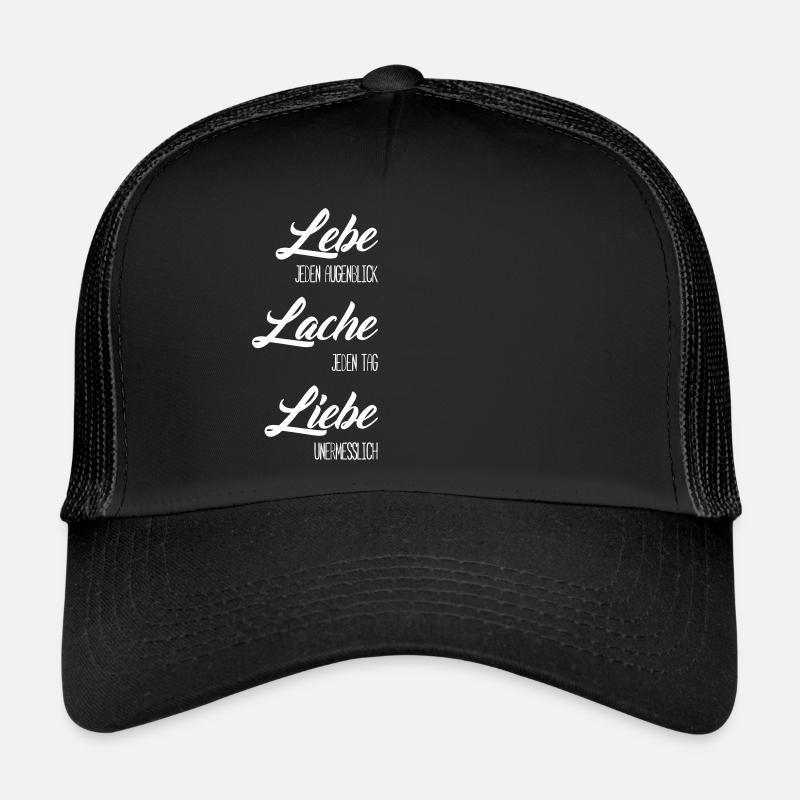 lebe liebe lache valentinstag geschenk spruch - Trucker Cap - Schwarz/Schwarz