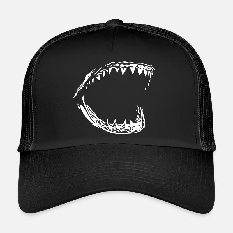 Riesen Vector Hai Gebiss - Trucker Cap - Schwarz/Schwarz