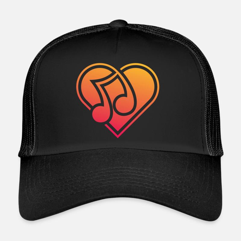 Herz mit Musiknote Ich liebe Musik Trucker Cap