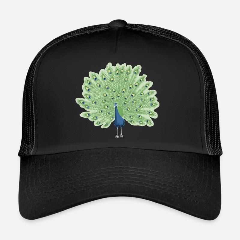 Paon en bleu et vert Casquette trucker 