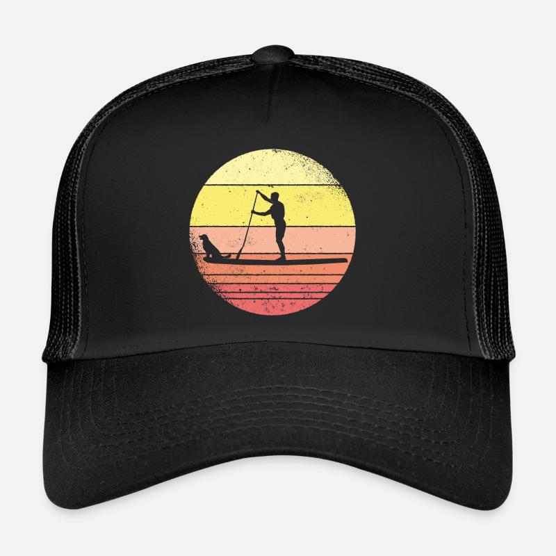 SUP mit Hund Paddelsport Stand Up Paddling - Trucker Cap - Schwarz/Schwarz