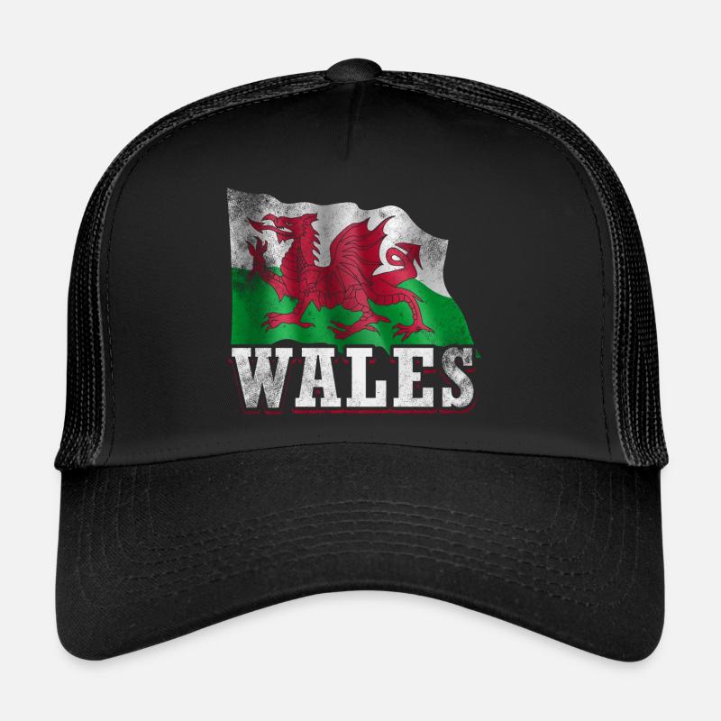 Wales Flag - Trucker Cap - black/black