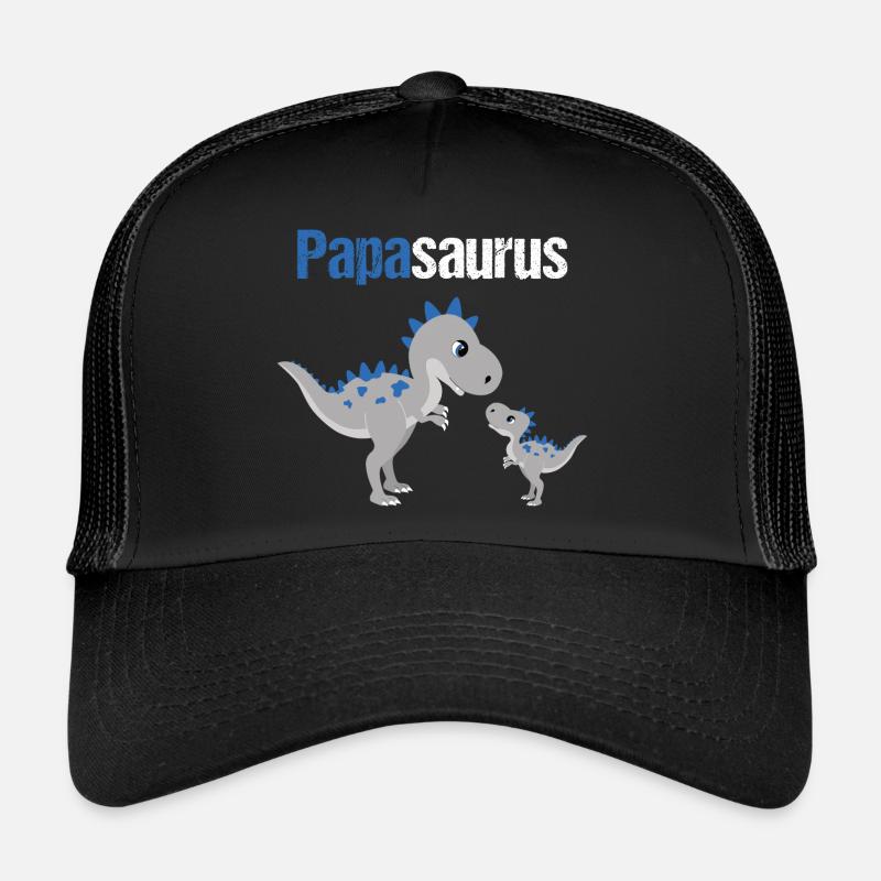 Papasaurus Dinosaurier für Papa Vatertag Geschenk - Trucker Cap - Schwarz/Schwarz