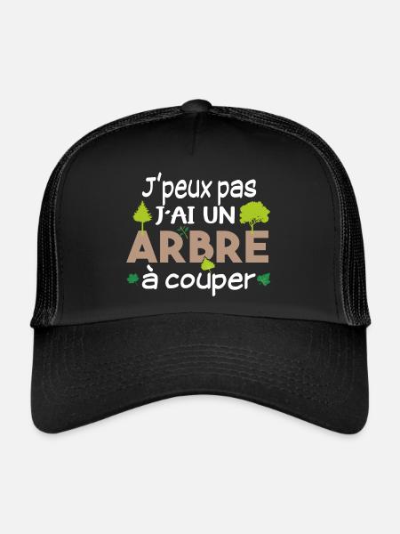 Bûcheron Forestier élagueur métier Forêt bois - Casquette trucker  - noir/noir - Devant