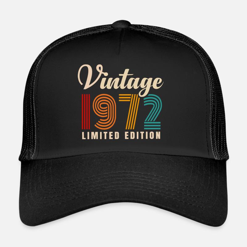 VINTAGE 1972. 49th BIRTHDAY - Trucker Cap - black/black