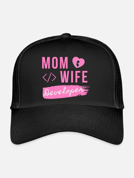 Maman femme développeur - Maman développeur - Casquette trucker  - noir/noir - Devant