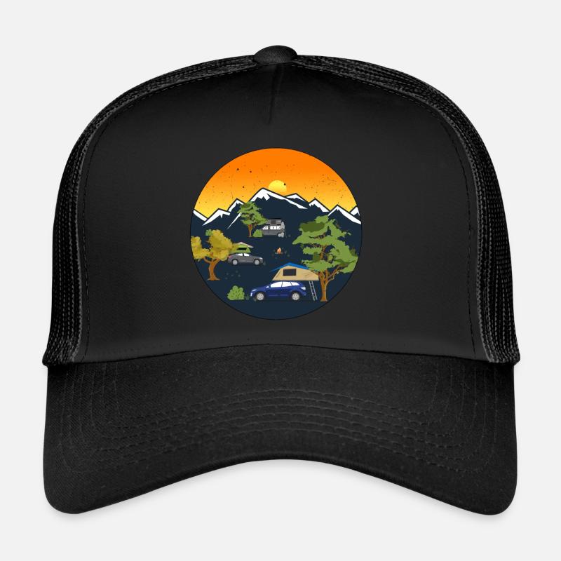Roof tent sunset | Gift for Camper Trucker Cap