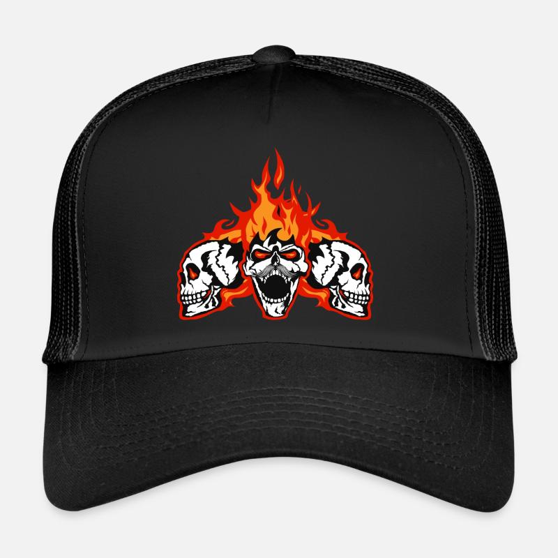 Kopf des Todes FlammenSchädel Schädel Schädel Motrocycle Biker Trucker Cap