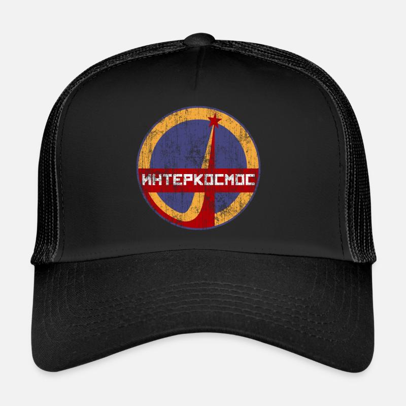 Interkosmos Logo Russische Armee Astronautenarmee - Trucker Cap - Schwarz/Schwarz