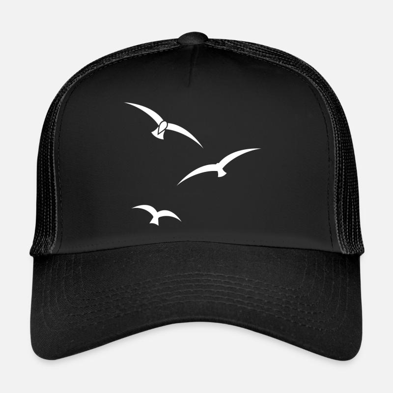 Silhouette des trois oiseaux - Casquette trucker  - noir/noir