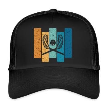 Floorball Unihockey Spieler Motiv Floorballspieler - Trucker Cap - Schwarz/Schwarz - Vorne