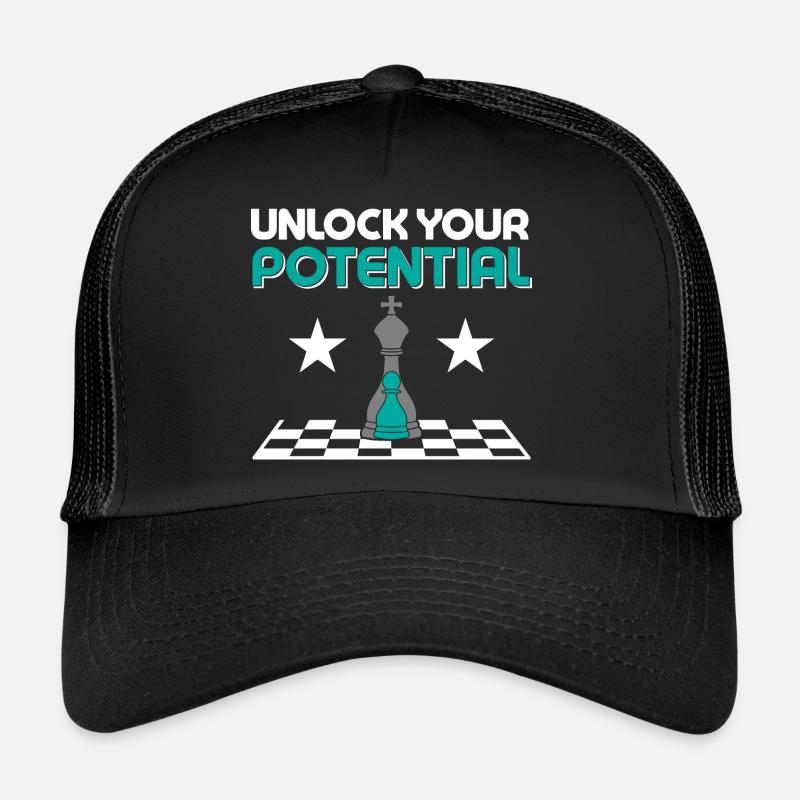 Unlock Your Potential Chess Player Chess Board Trucker Cap