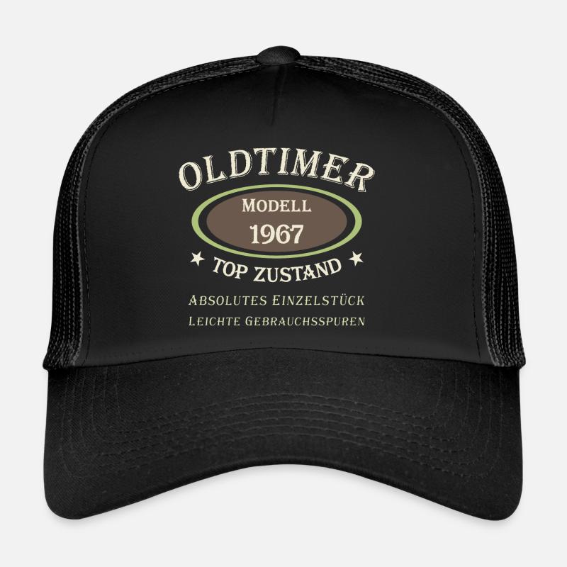Oldtimer 55. Geburtstag Modell 1967 - 2022 - Trucker Cap - Schwarz/Schwarz