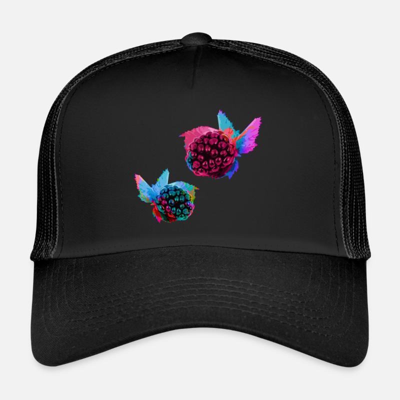 2 mûres, mûre, bleu, pop-art, bleu, peinture, Casquette trucker 
