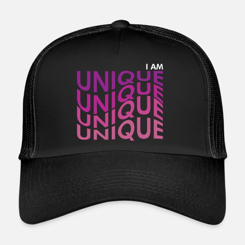 Je suis unique - l’amour de soi - Casquette trucker  - noir/noir
