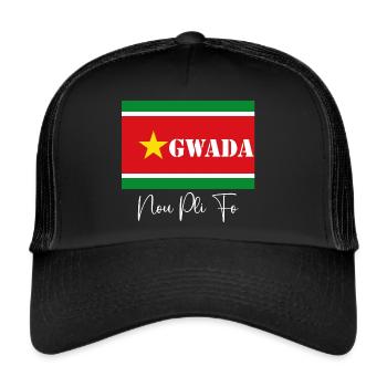 Drapeau Guadeloupe Force et Détermination - Casquette trucker  - noir/noir - Devant