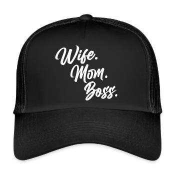 mom of twins mama baby eltern supermom wife boss - Trucker Cap - Schwarz/Schwarz - Vorne