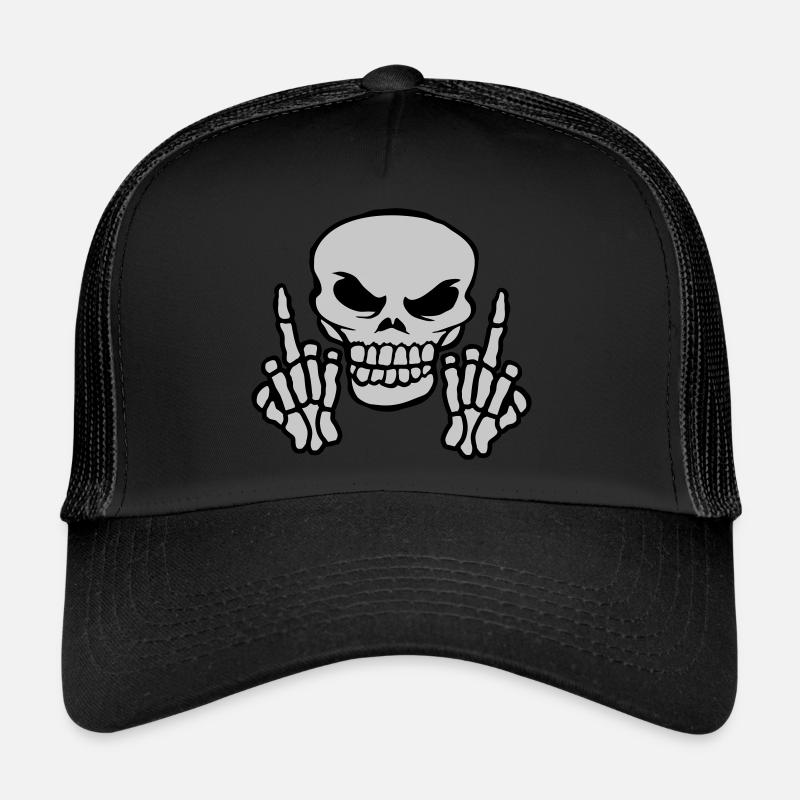 Middle fingers show evil skull Trucker Cap