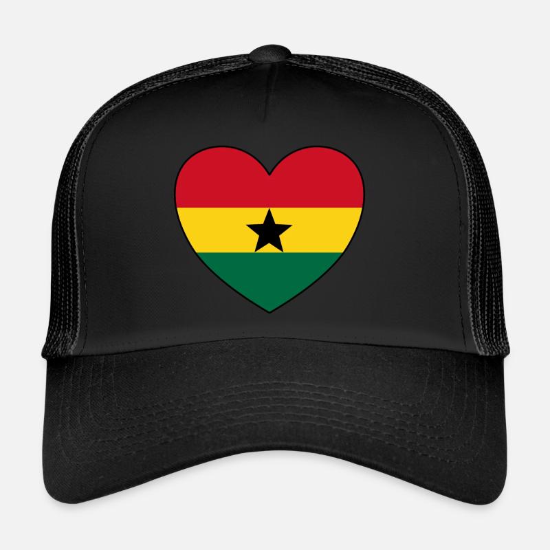 Ghana Flagge Herz - Trucker Cap - Schwarz/Schwarz
