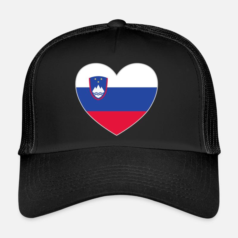 Slowenien Flagge Herz - Trucker Cap - Schwarz/Schwarz