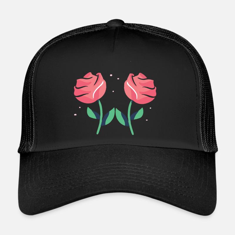 Schöne Rose - Trucker Cap - Schwarz/Schwarz