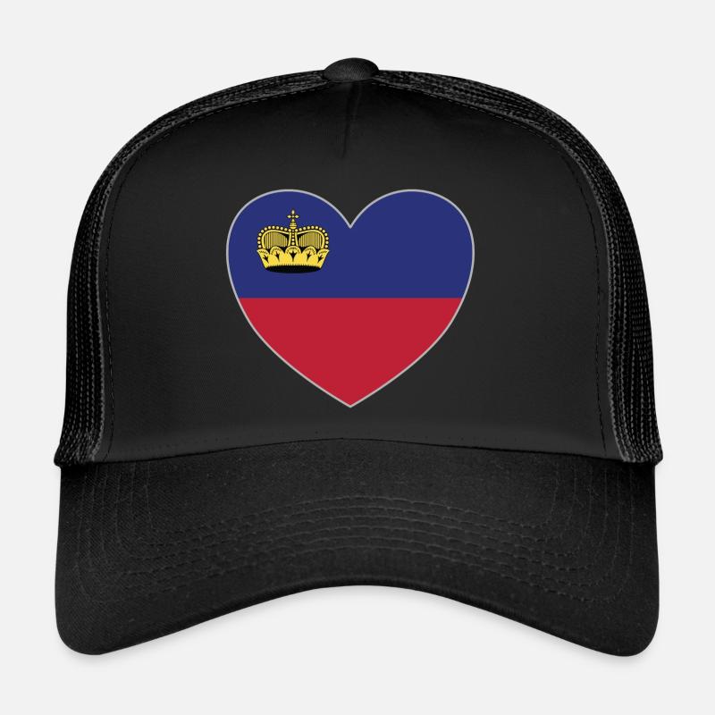 Liechtenstein Flagge Herz - Trucker Cap - Schwarz/Schwarz