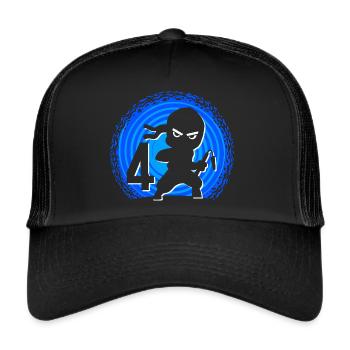 Ninja Birthday 4 Years Boy Ninjas Ninja - Trucker Cap - black/black - Front