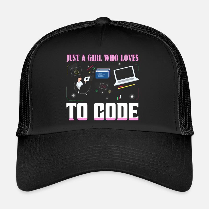 Just A Girl Who Loves To Code Coding Software Trucker Cap