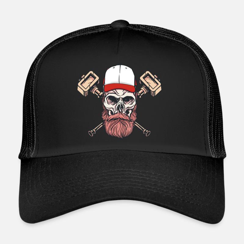 Bartbart Totenkopf Hammerbrille Bartbart Totenkopf - Trucker Cap - Schwarz/Schwarz
