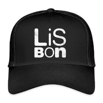 Lisboa Souvenir Portugais Lisbonne Portugal - Casquette trucker  - noir/noir - Devant