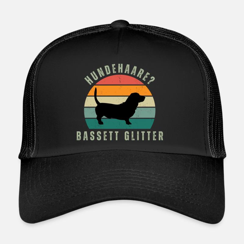 Basset Glitter Retro Sunset - Trucker Cap - Schwarz/Schwarz