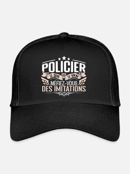 Policier le seul Policier le vrai Policier - Casquette trucker  - noir/noir - Devant