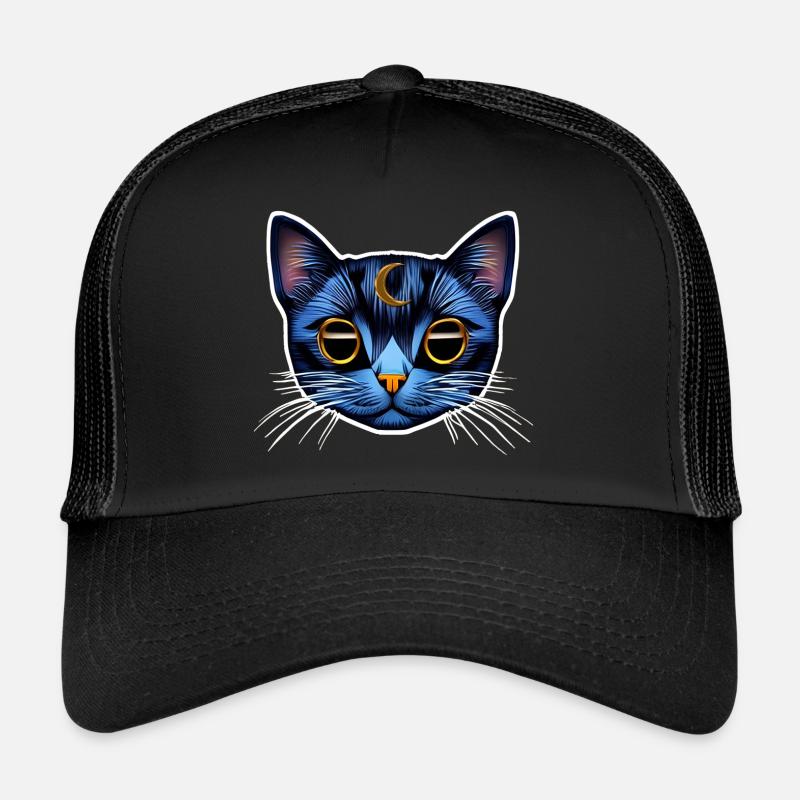 Katze mit Mondraum und Kosmos Trucker Cap