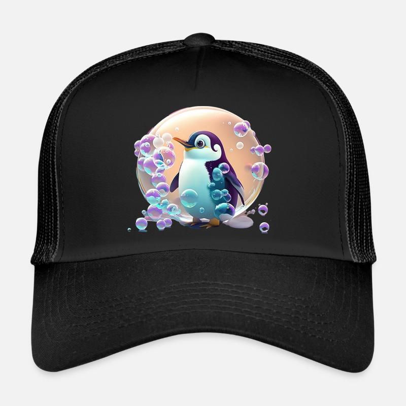 Super süßer Pinguin spielt mit Seifenblasen Trucker Cap