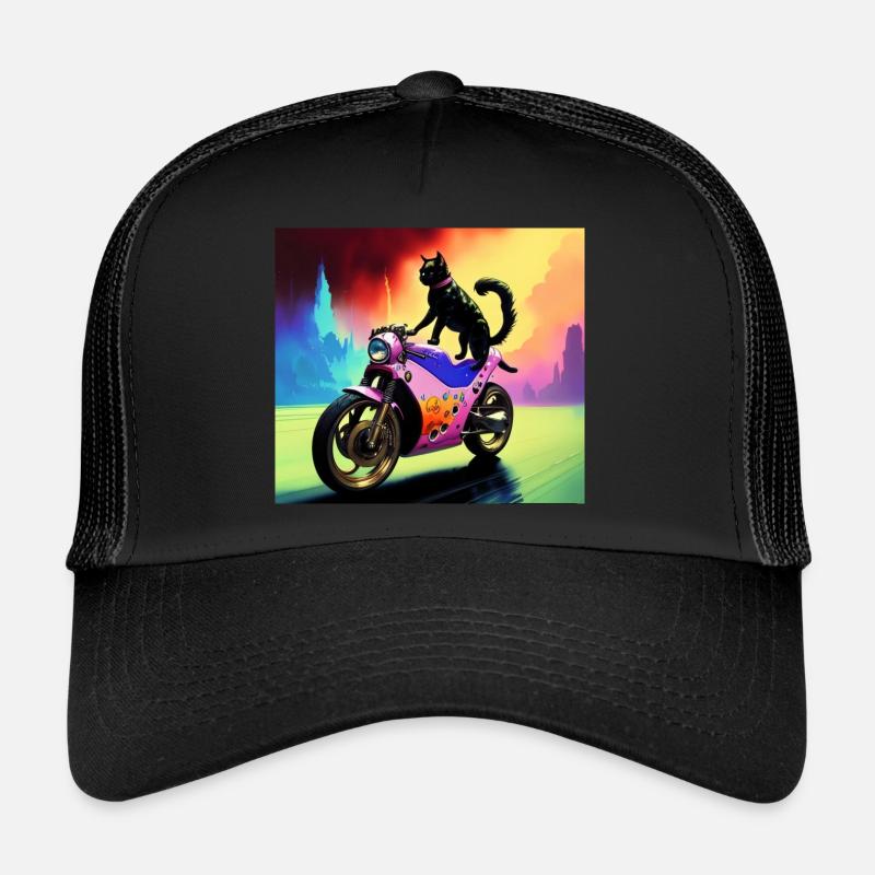 Chat sur moto Casquette trucker 