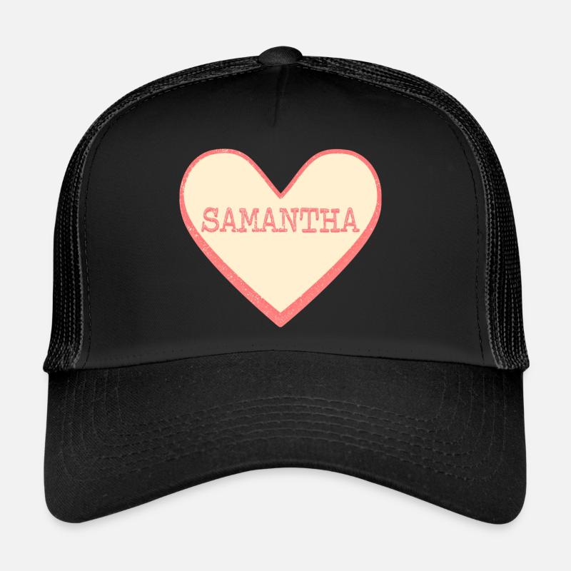 Samantha Surname First Name Pink Sugar Heart - Trucker Cap - black/black