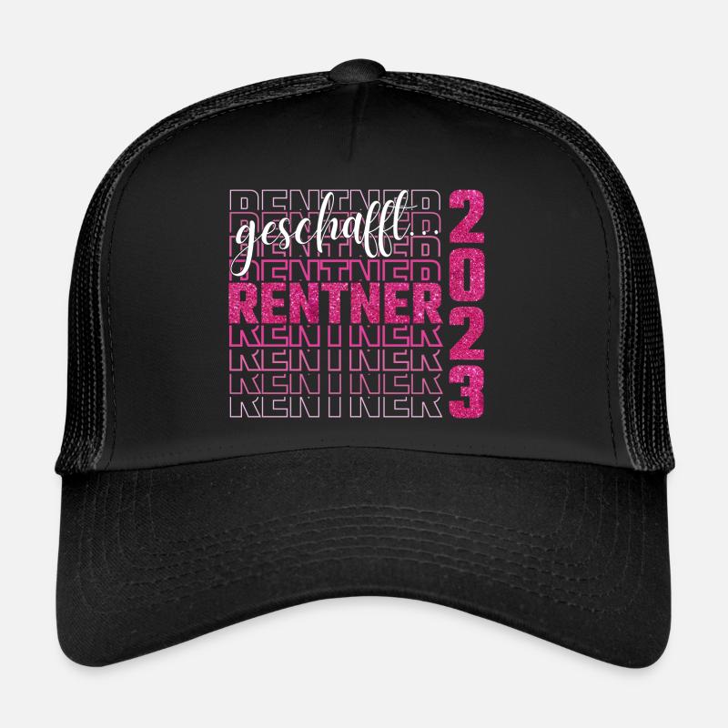 geschafft...Rentnerin 2023 Pink Glitter - Trucker Cap - Schwarz/Schwarz