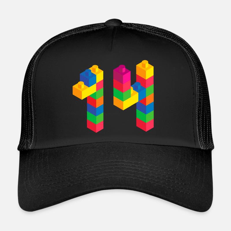 Cute Block Building 14th Birthday Gift 14 Year Trucker Cap