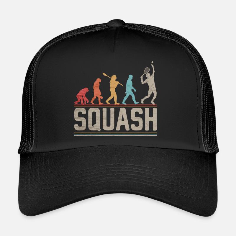 Squash Evolution of Man Vintage Racquetball Player Trucker Cap