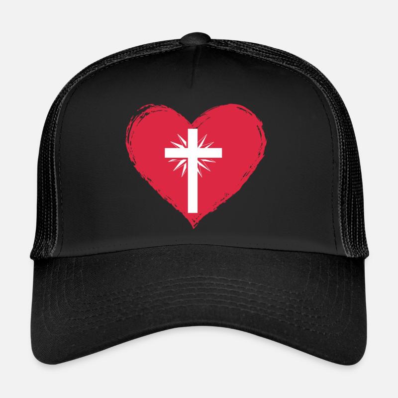 heart cross - Trucker Cap - Schwarz/Schwarz