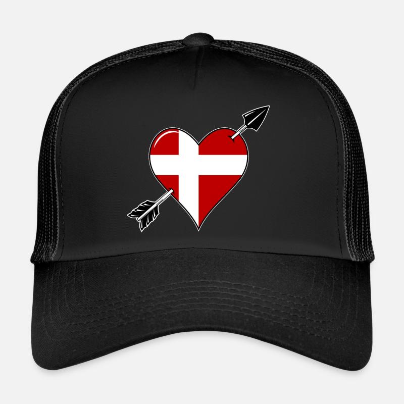Danemark drapeau coeur amoureux Casquette trucker 