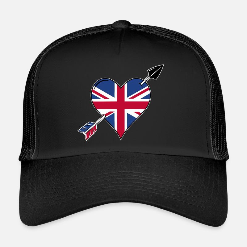 États-Unis Drapeau britannique Drapeau Coeur Amour Casquette trucker 