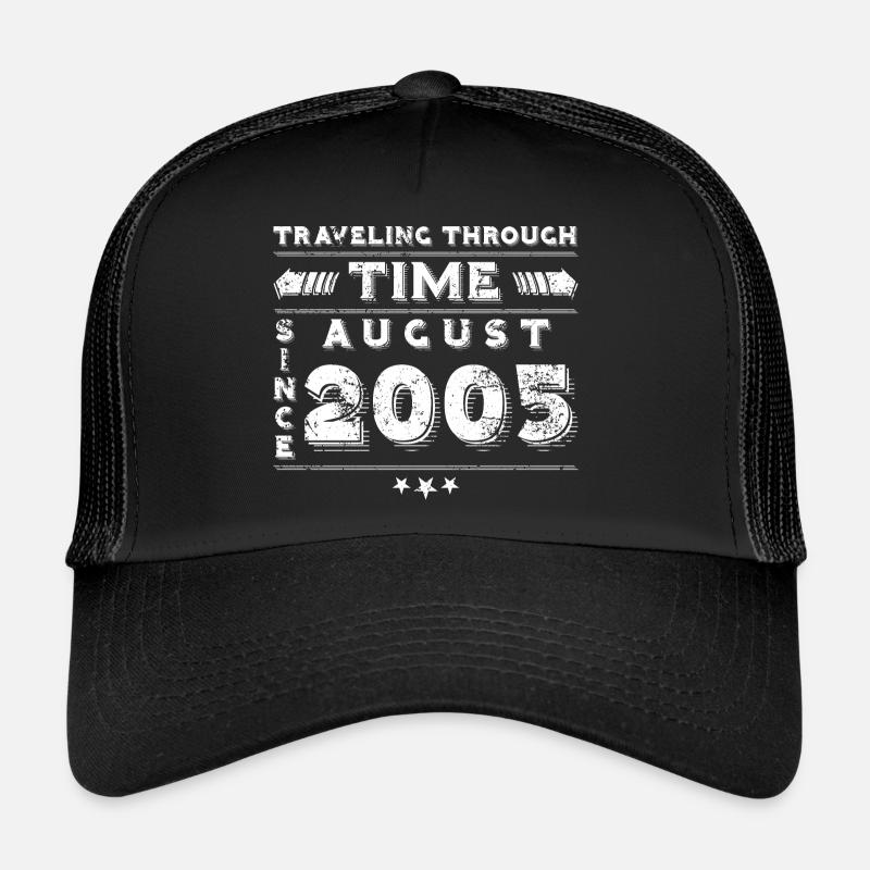 Conception d'anniversaire de voyage dans le temps vintage août 2005 Casquette trucker 