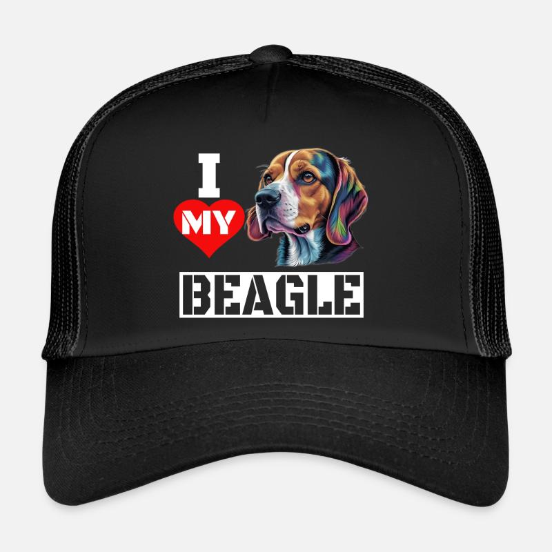 J’adore mon beagle - Casquette trucker  - noir/noir