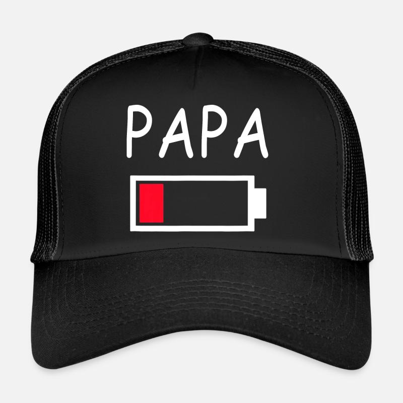 Papa Battery Empty Daddy Battery Dad Battery - Trucker Cap - Schwarz/Schwarz
