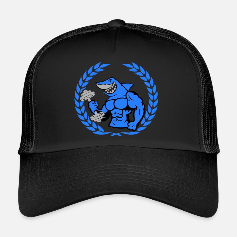 shark shark bodybuilding dumbbell Trucker Cap