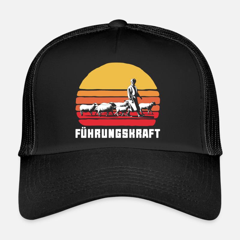 Führungskraft Schafe Hirte Geschenkidee Lustig - Trucker Cap - Schwarz/Schwarz