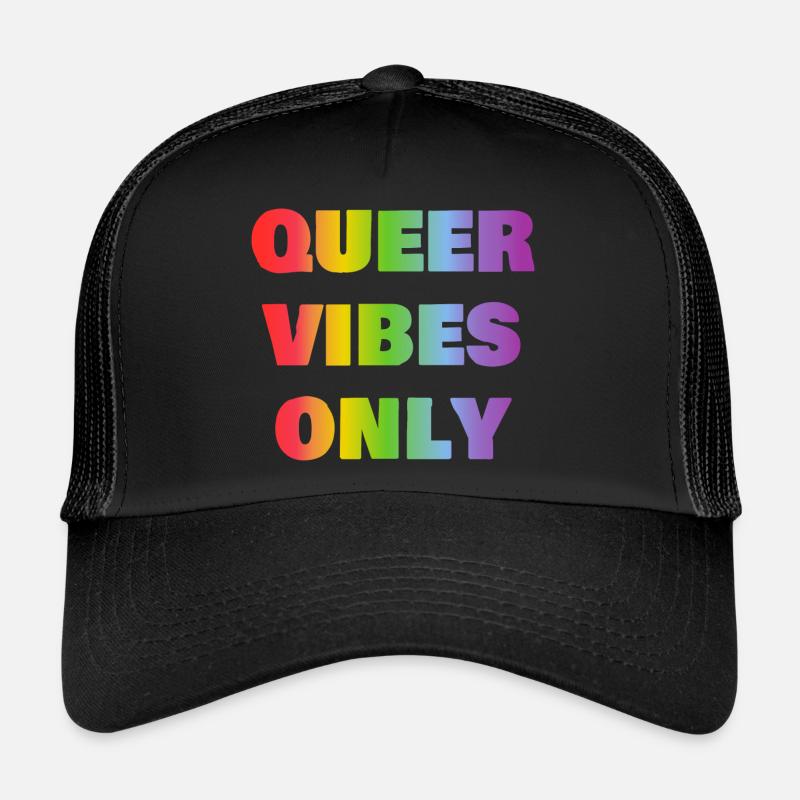 Queer Vibes Nur Regenbogen LGBT Pride - Trucker Cap - Schwarz/Schwarz