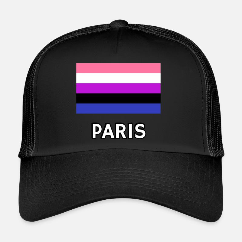 Genderfluid Pride Drapeau Paris Casquette trucker 